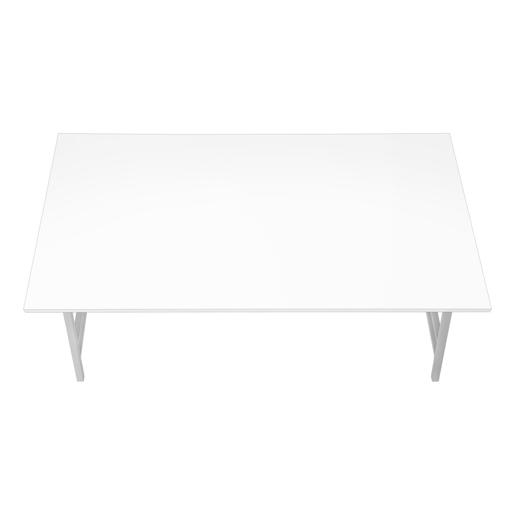 COFFEE TABLE - 40""L / WHITE / SILVER METAL