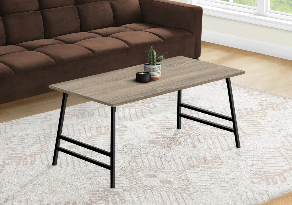 COFFEE TABLE - 40""L / DARK TAUPE / BLACK METAL