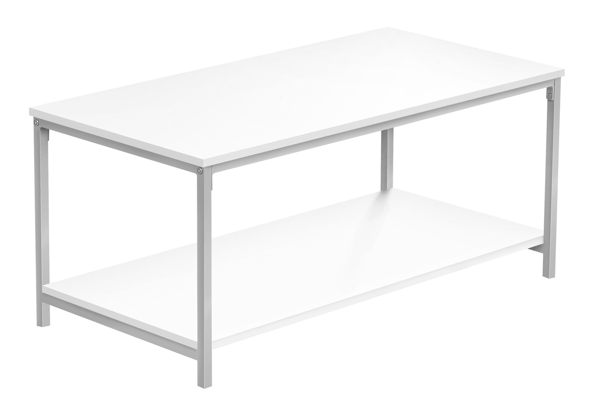 COFFEE TABLE - 40""L / WHITE / SILVER METAL