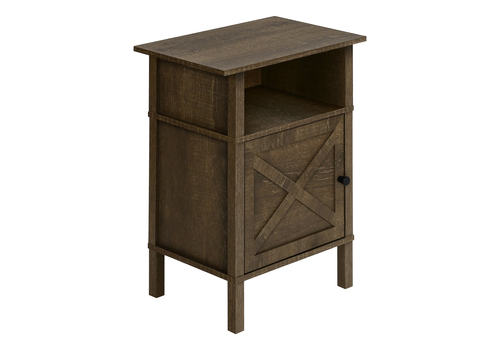 ACCENT TABLE - 24""H / DARK OAK / BLACK METAL