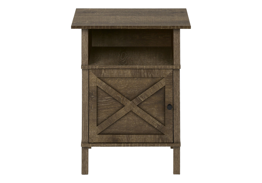 ACCENT TABLE - 24""H / DARK OAK / BLACK METAL