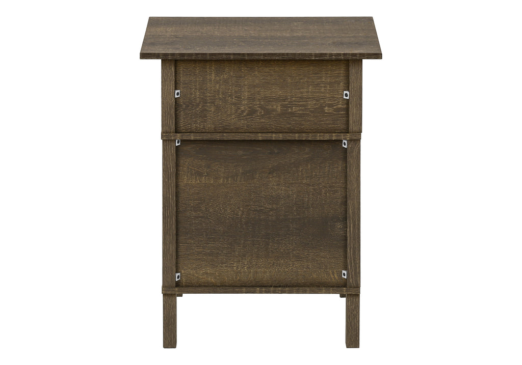 ACCENT TABLE - 24""H / DARK OAK / BLACK METAL