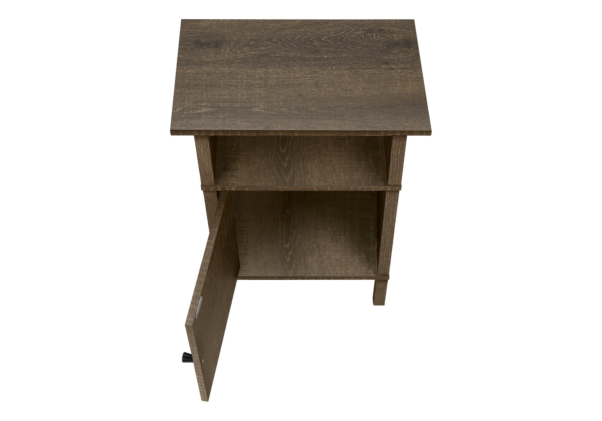 ACCENT TABLE - 24""H / DARK OAK / BLACK METAL