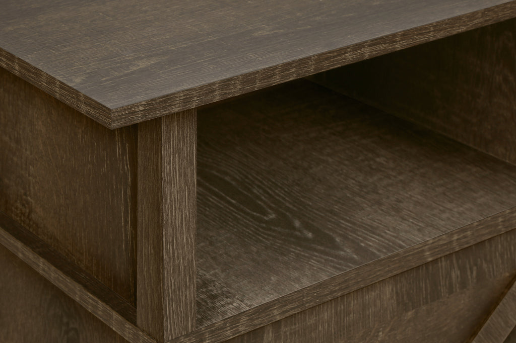 ACCENT TABLE - 24""H / DARK OAK / BLACK METAL