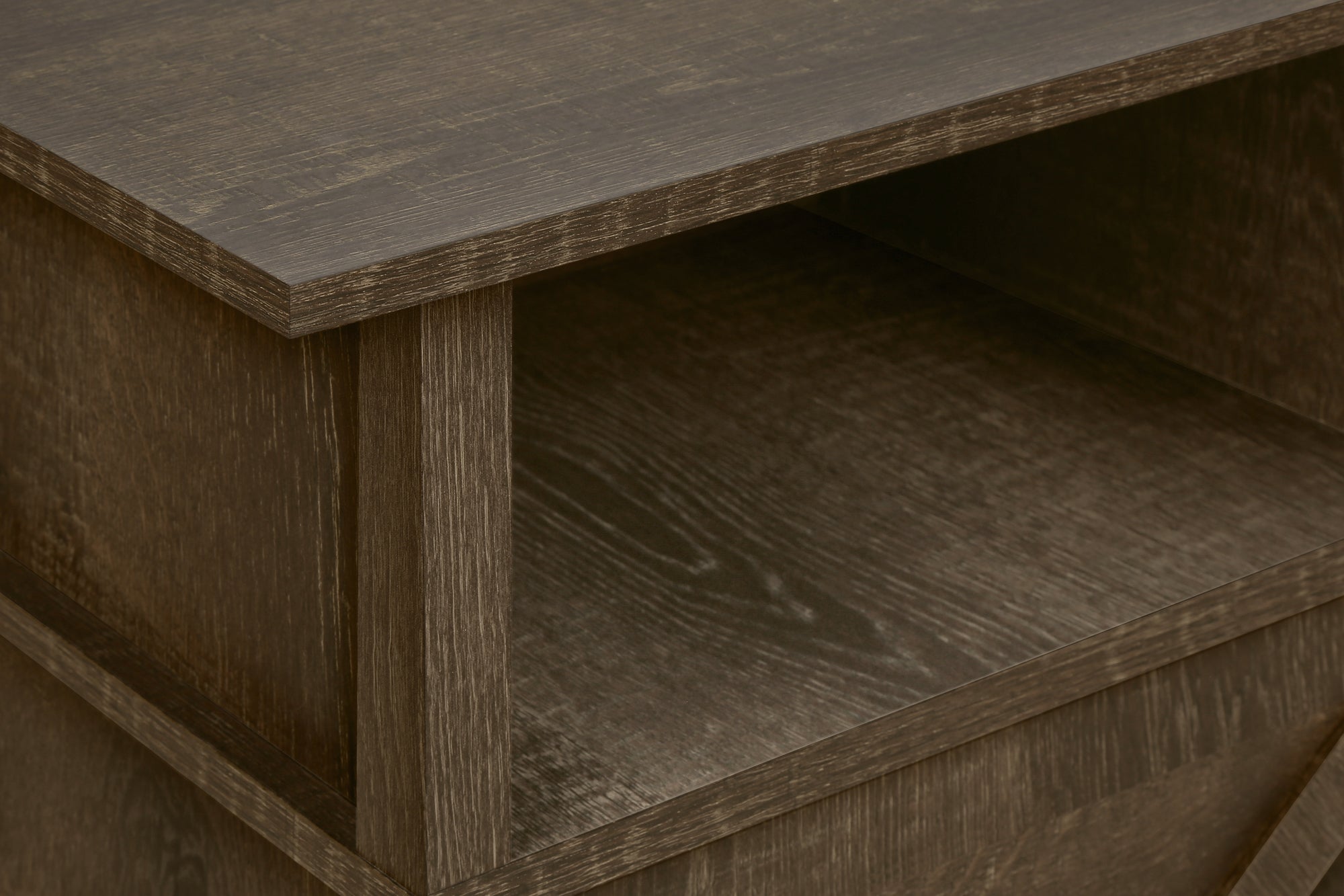 ACCENT TABLE - 24""H / DARK OAK / BLACK METAL