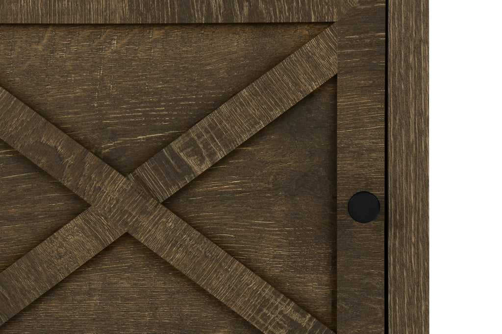 ACCENT TABLE - 24""H / DARK OAK / BLACK METAL