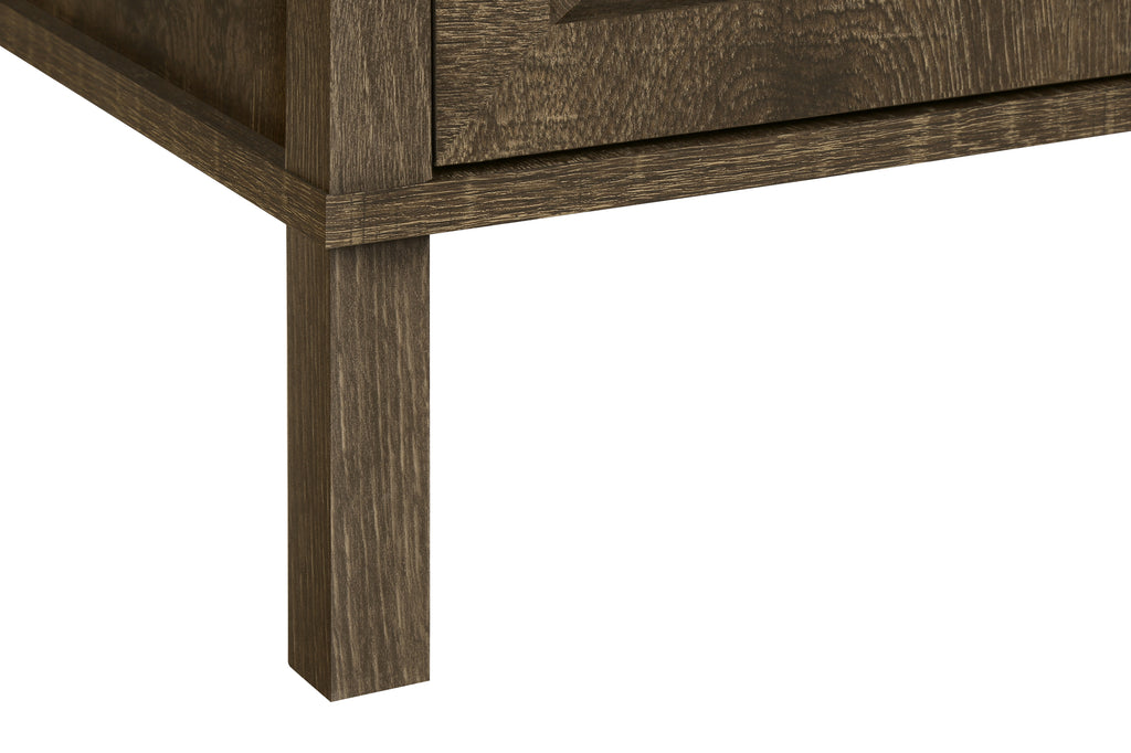 ACCENT TABLE - 24""H / DARK OAK / BLACK METAL