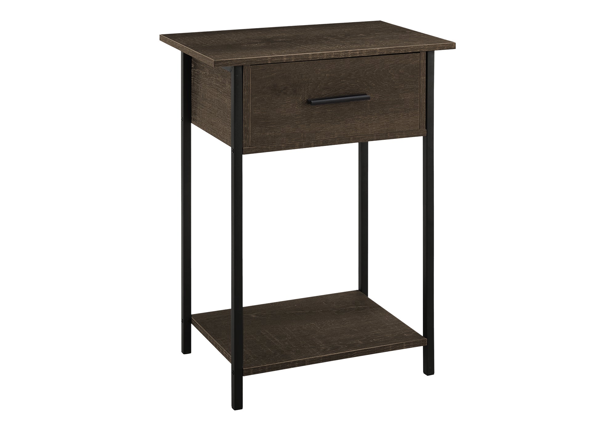 ACCENT TABLE - 24""H / DARK OAK / BLACK METAL
