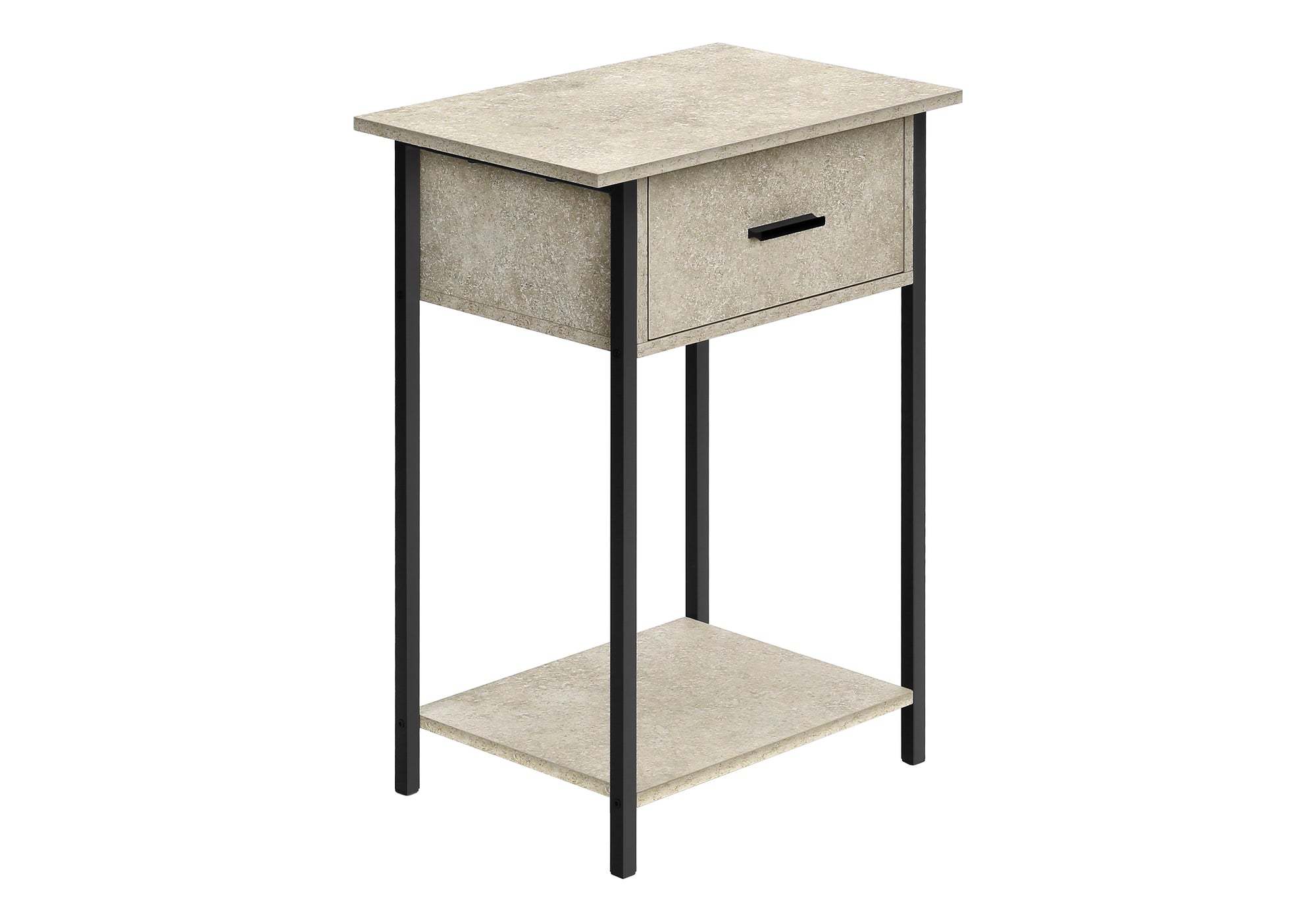 ACCENT TABLE - 24""H / CREAM STONE / BLACK METAL