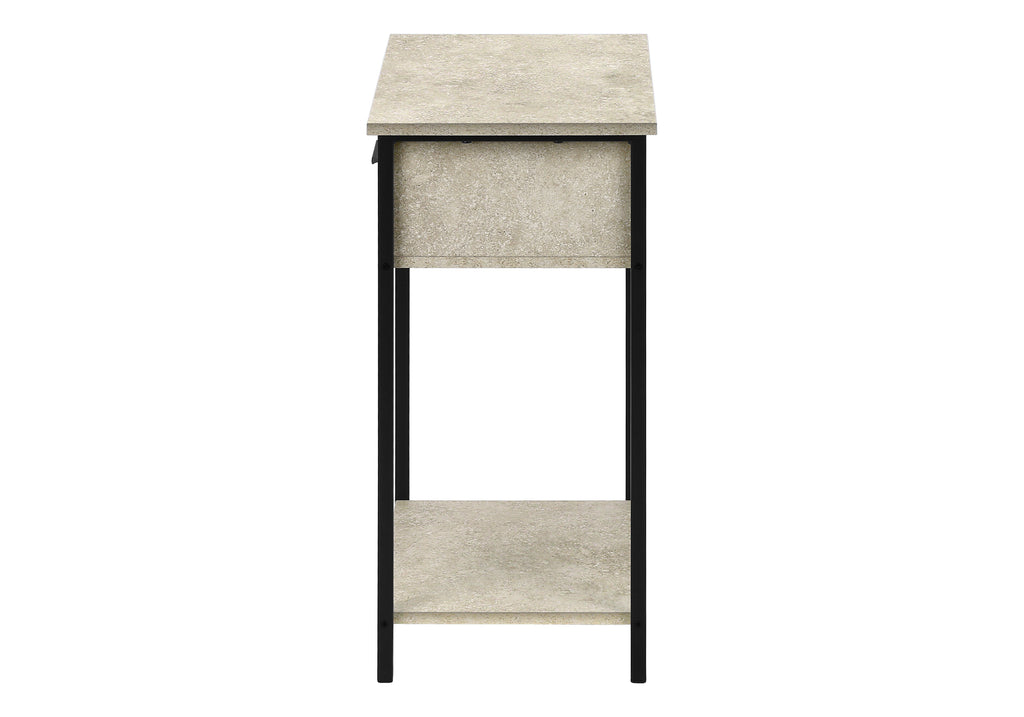 ACCENT TABLE - 24""H / CREAM STONE / BLACK METAL