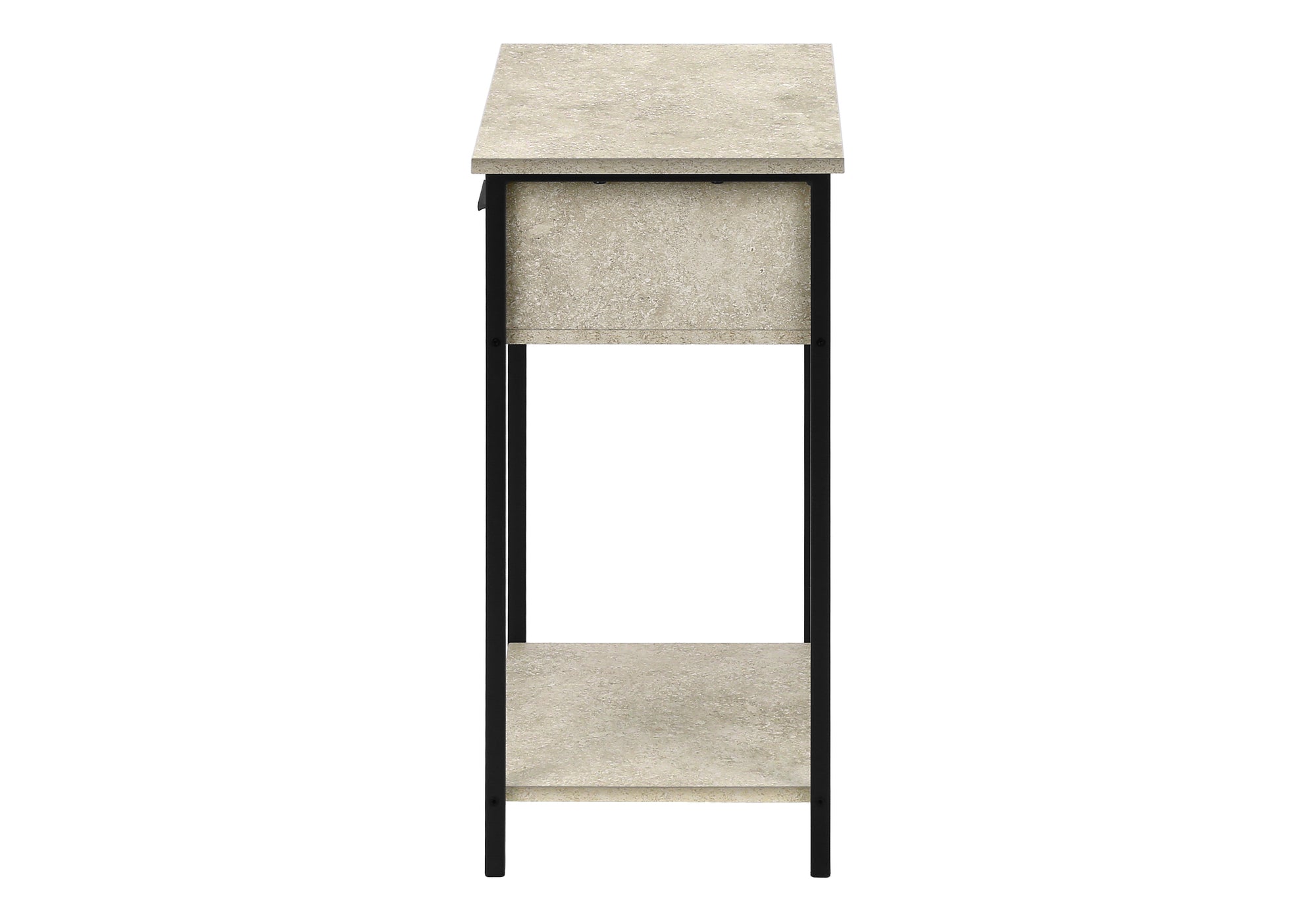 ACCENT TABLE - 24""H / CREAM STONE / BLACK METAL