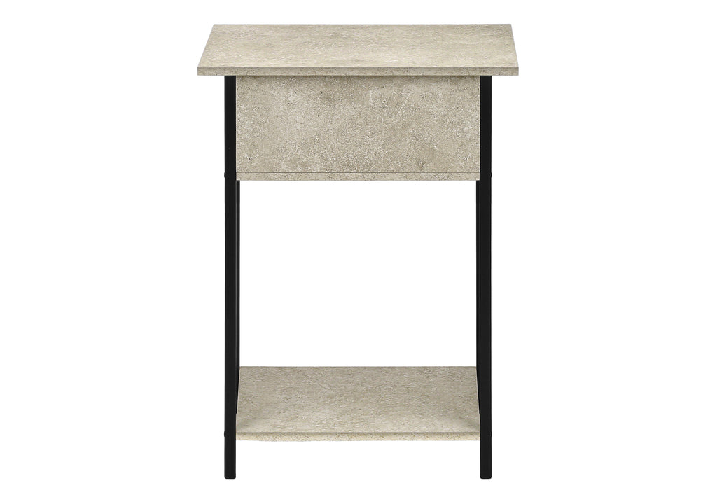 ACCENT TABLE - 24""H / CREAM STONE / BLACK METAL