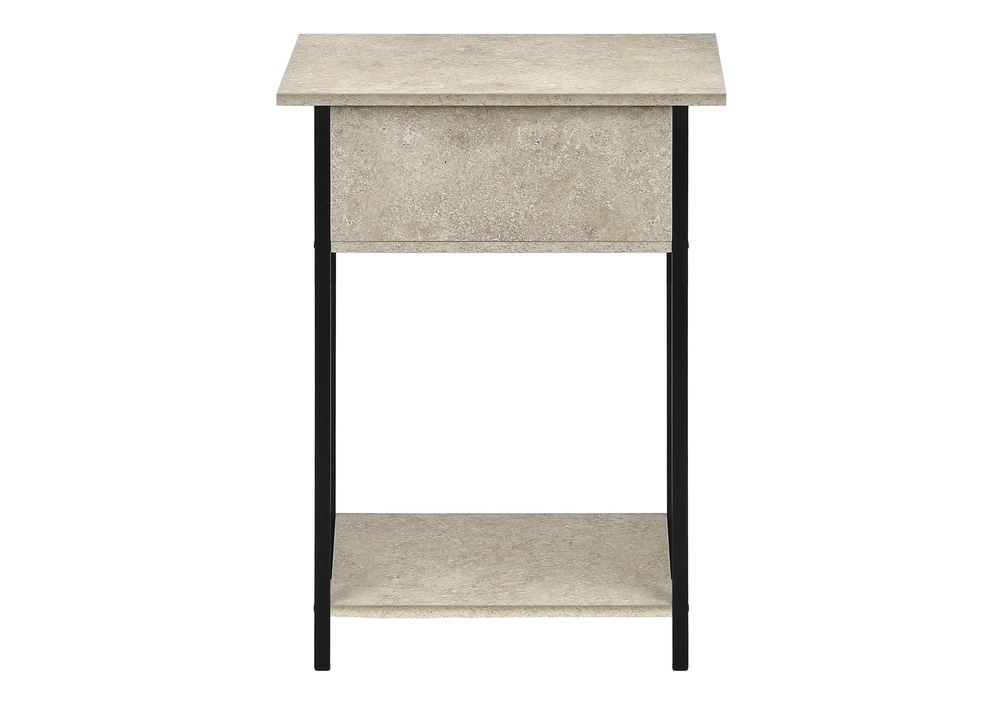 ACCENT TABLE - 24""H / CREAM STONE / BLACK METAL