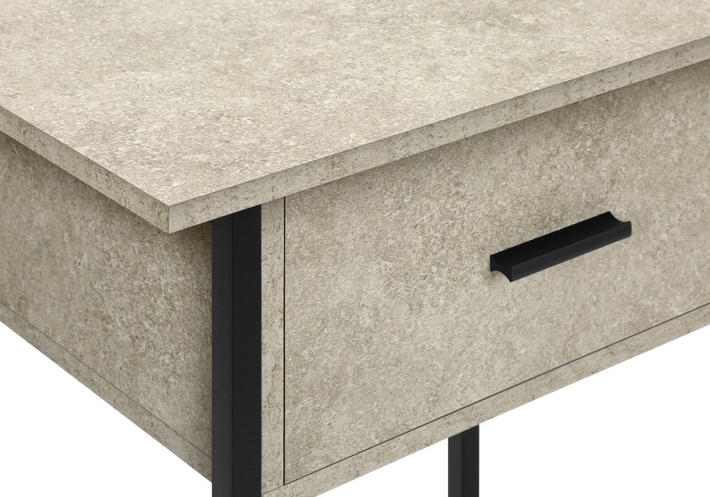ACCENT TABLE - 24""H / CREAM STONE / BLACK METAL