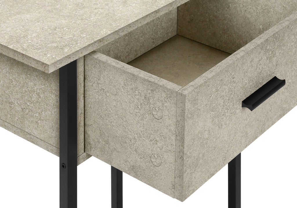 ACCENT TABLE - 24""H / CREAM STONE / BLACK METAL