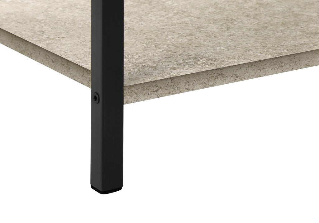 ACCENT TABLE - 24""H / CREAM STONE / BLACK METAL