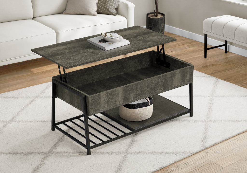 COFFEE TABLE - 42""L / LIFT-TOP DARK BRONZE / BLACK METAL