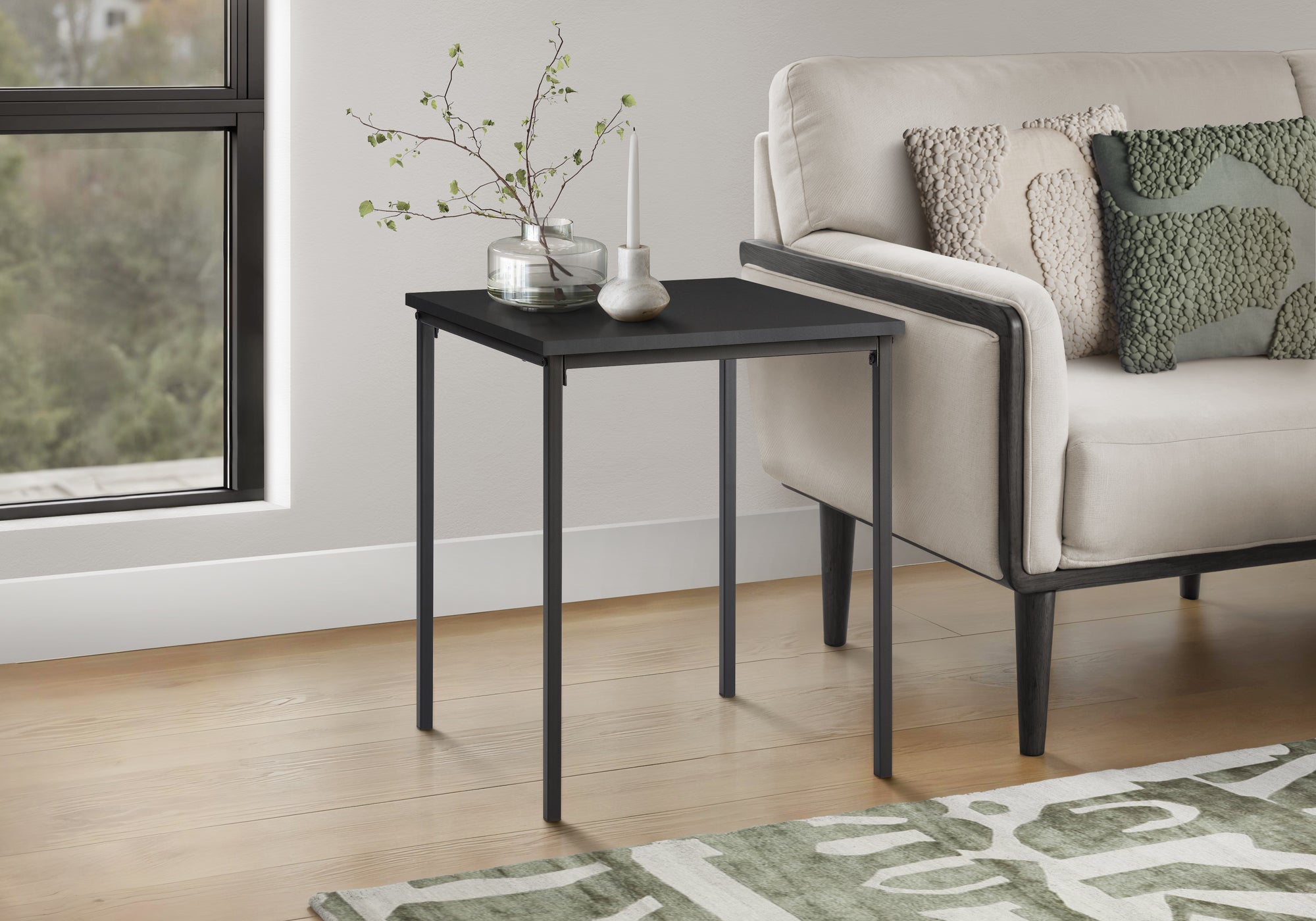 ACCENT TABLE - 22""H / BLACK / BLACK METAL