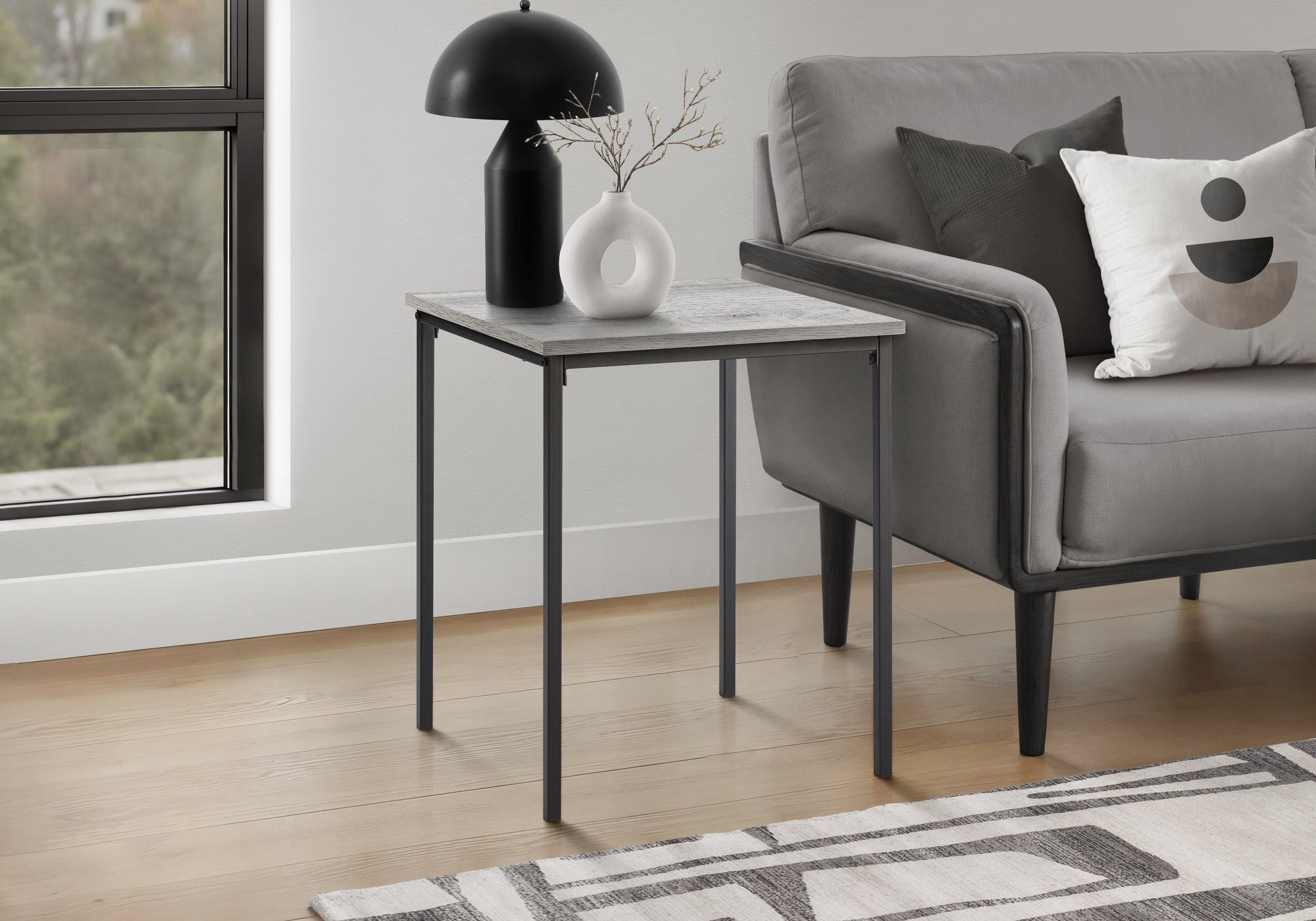 ACCENT TABLE - 22""H / GREY / BLACK METAL