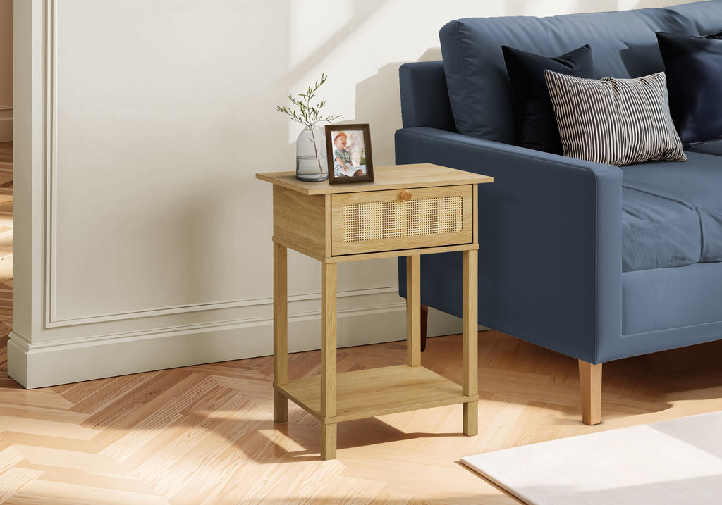 ACCENT TABLE - 24""H / NATURAL / NATURAL DRAWER