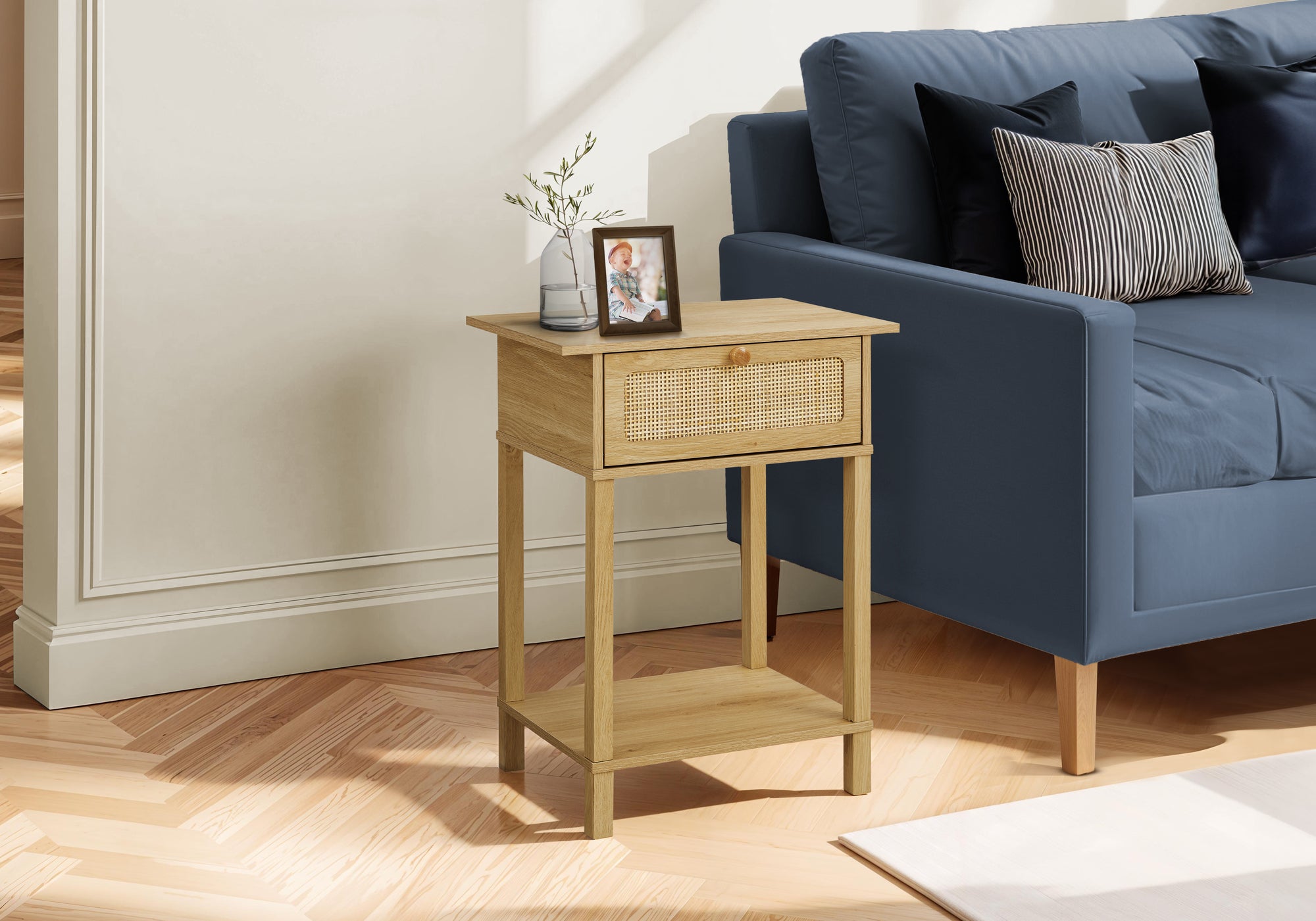 ACCENT TABLE - 24""H / NATURAL / NATURAL DRAWER