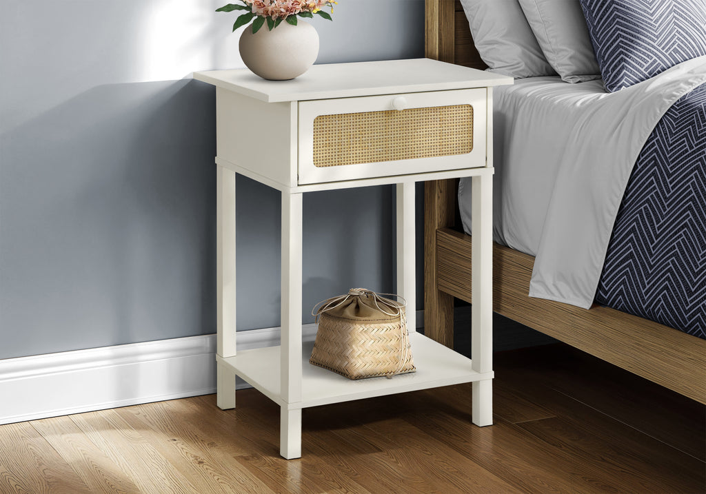 ACCENT TABLE - 24""H / WHITE / NATURAL DRAWER