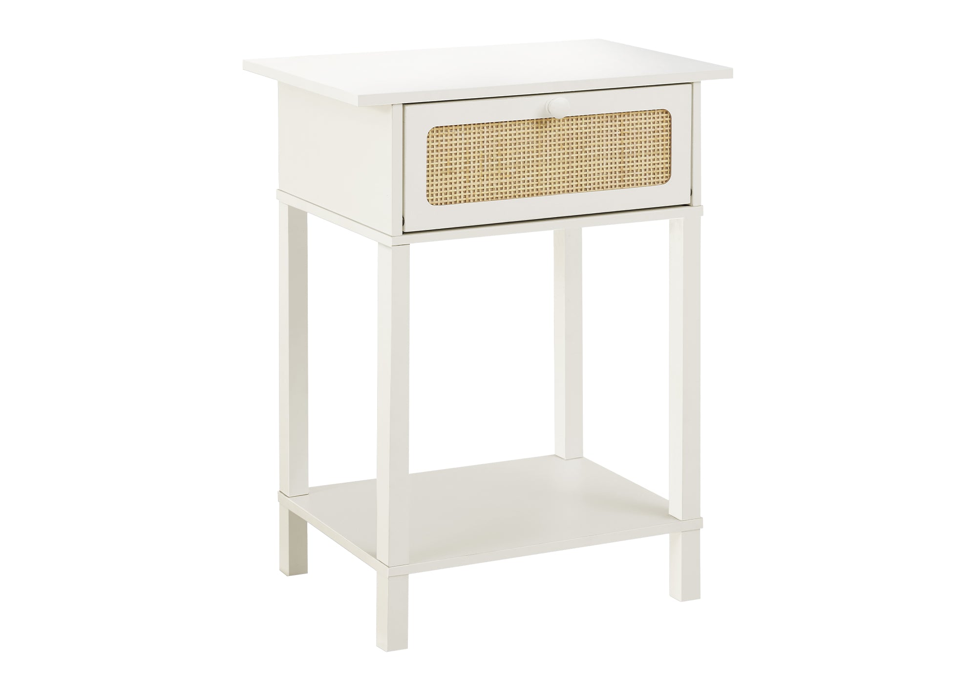ACCENT TABLE - 24""H / WHITE / NATURAL DRAWER