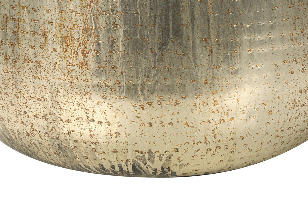 ACCENT TABLE - 22""H / ANTIQUE GOLD IRON METAL DRUM END