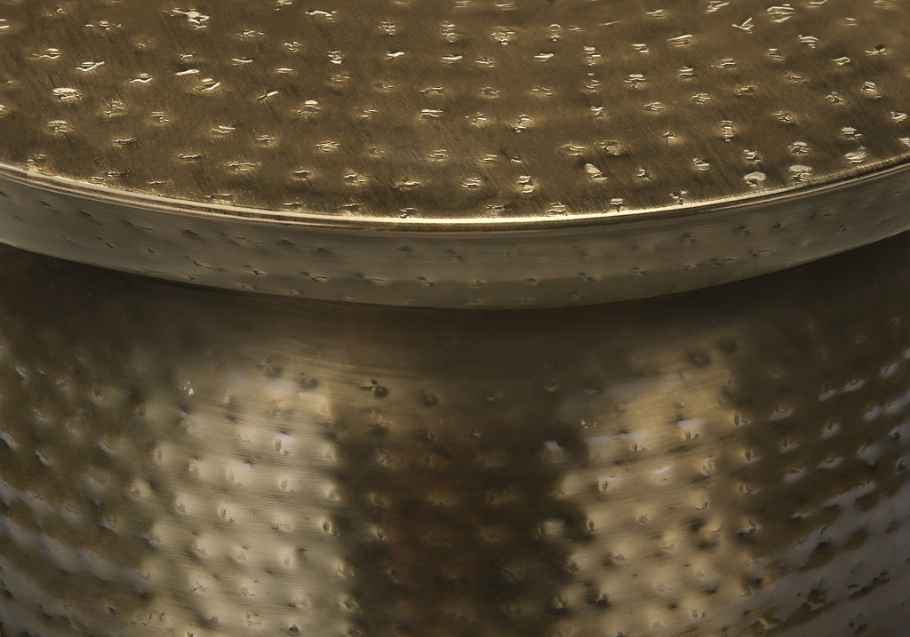 ACCENT TABLE - 22""H / GOLD IRON METAL DRUM END