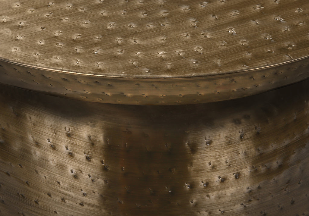 ACCENT TABLE - 22""H / COPPER IRON METAL DRUM END