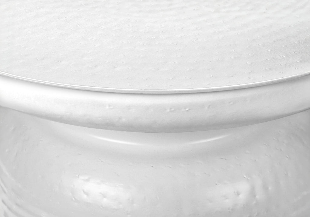 ACCENT TABLE - 22""H / WHITE TEXTURED IRON METAL DRUM END