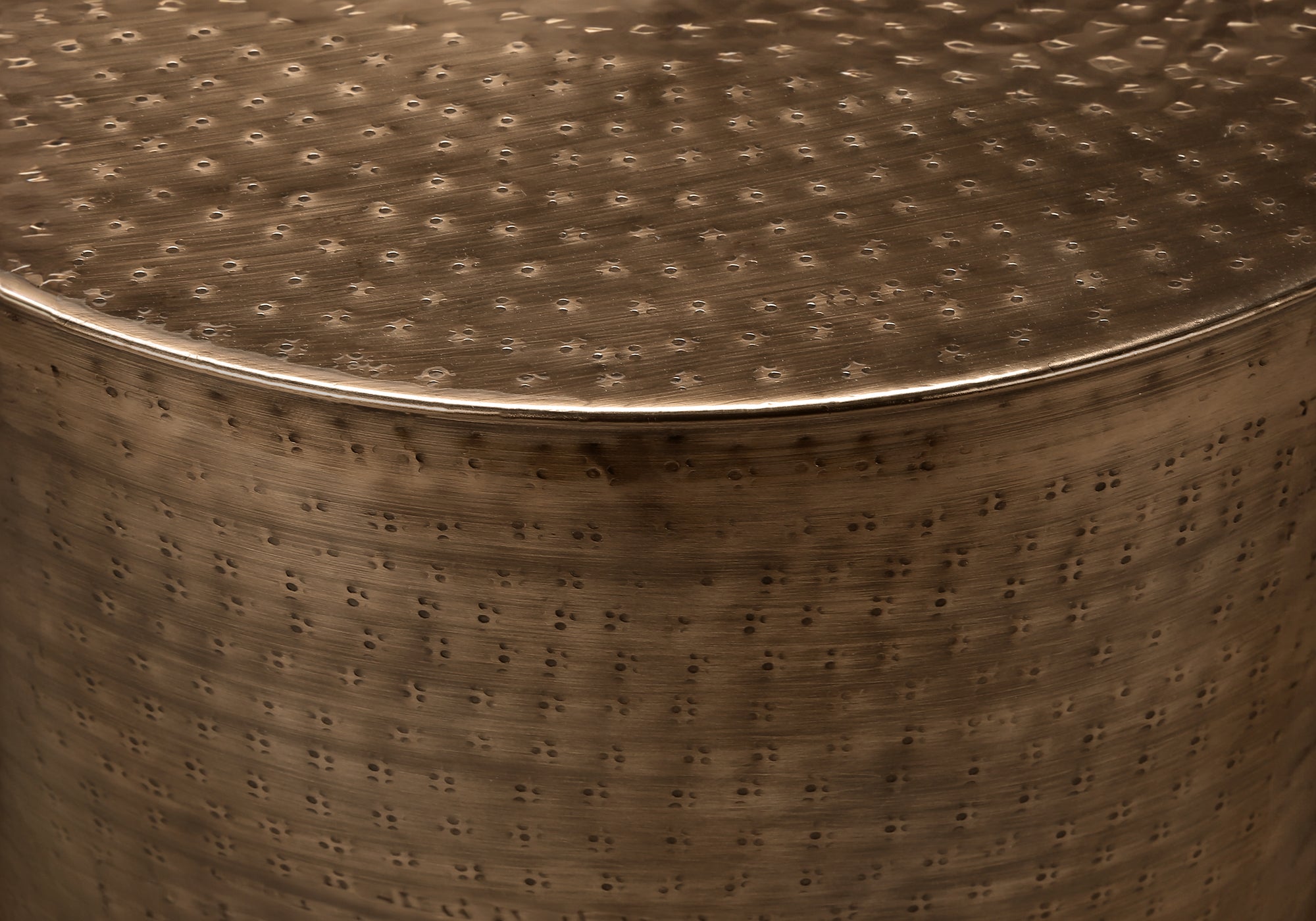 ACCENT TABLE - 22""H / ANTIQUE COPPER IRON METAL DRUM END