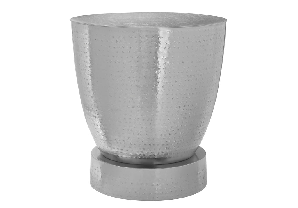 ACCENT TABLE - 22""H / CHROME IRON METAL DRUM END