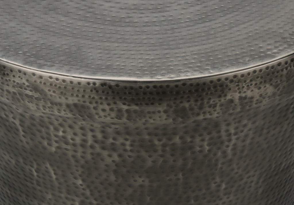 ACCENT TABLE - 22""H / SILVER GREY IRON METAL DRUM END