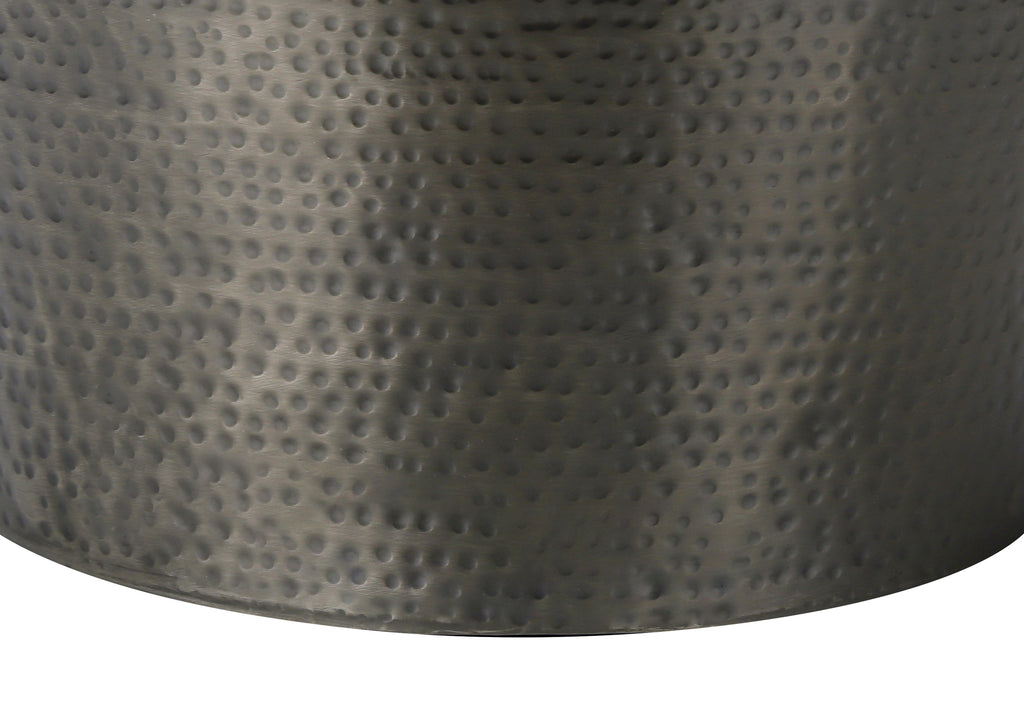 ACCENT TABLE - 22""H / SILVER GREY IRON METAL DRUM END