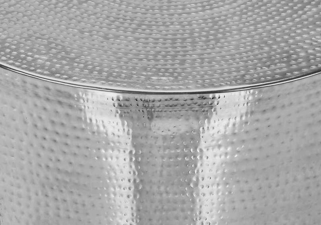 ACCENT TABLE - 22""H / CHROME IRON METAL DRUM END TABLE