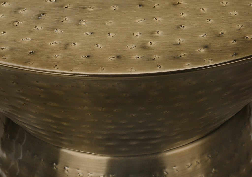ACCENT TABLE - 22""H / GOLD IRON METAL DRUM END TABLE