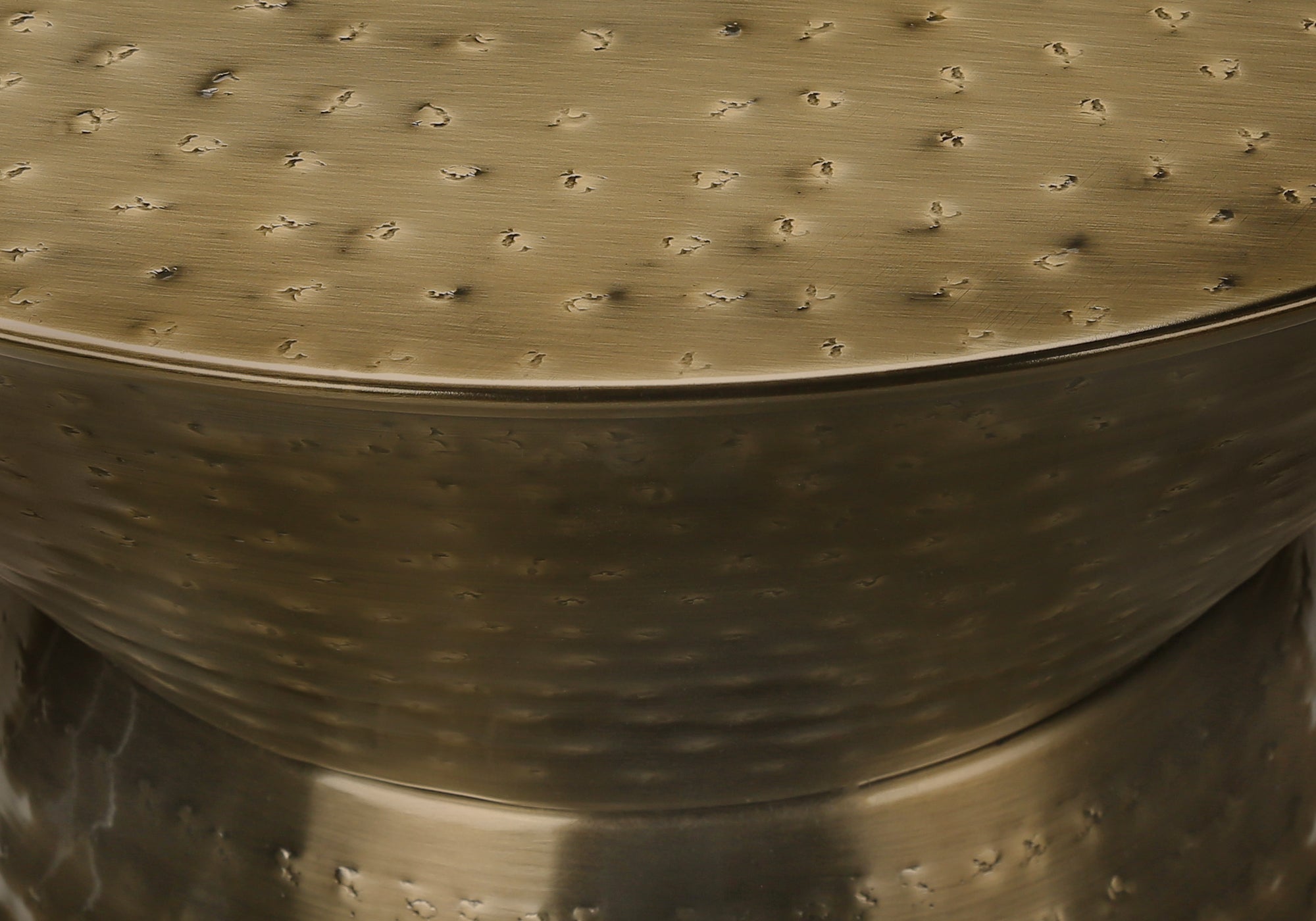 ACCENT TABLE - 22""H / GOLD IRON METAL DRUM END TABLE