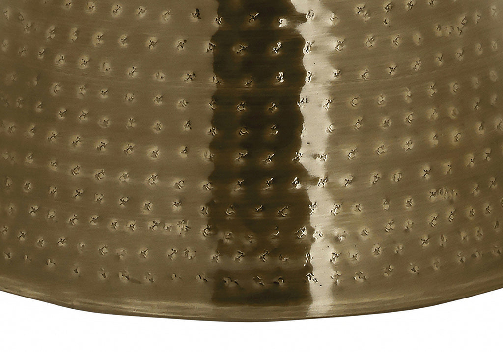 ACCENT TABLE - 22""H / GOLD IRON METAL DRUM END TABLE