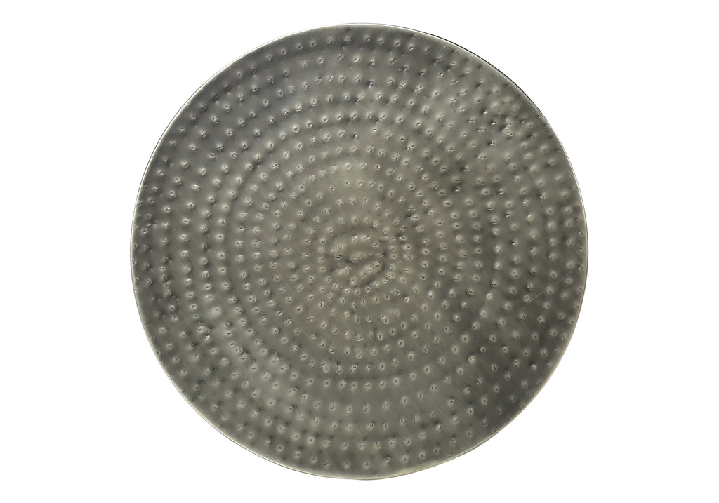 ACCENT TABLE - 22""H / SILVER GREY IRON METAL DRUM END