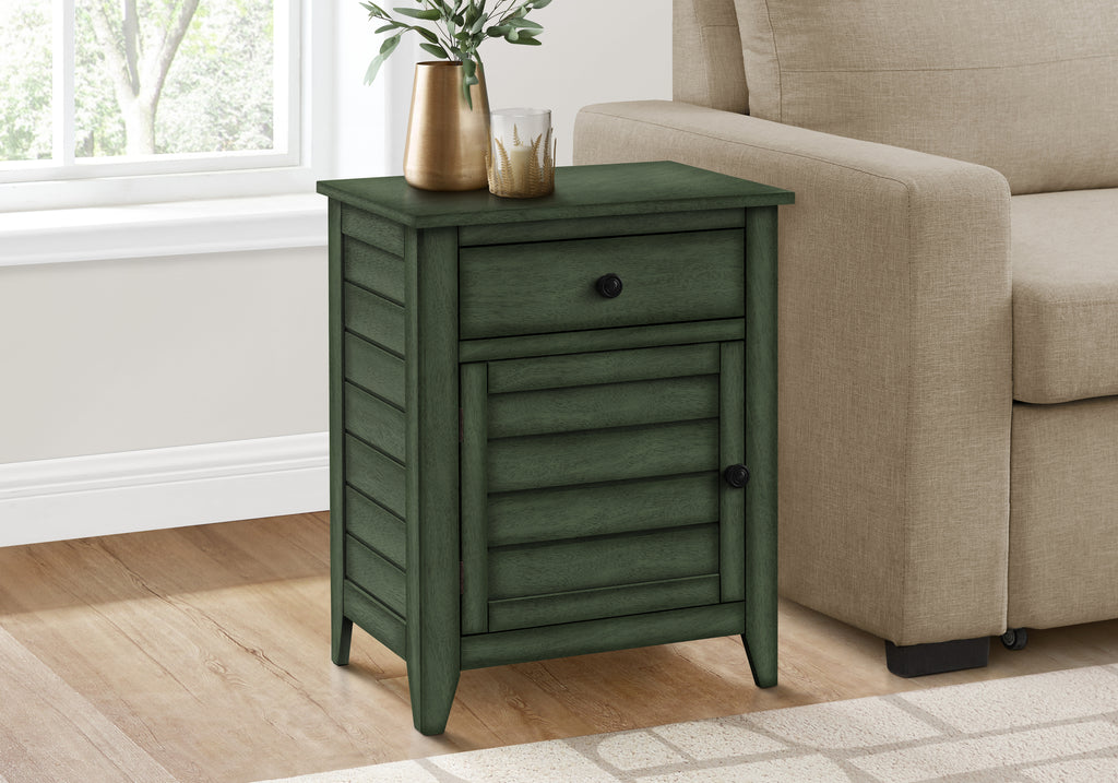 ACCENT TABLE - 25""H / ANTIQUE GREEN VENEER END TABLE