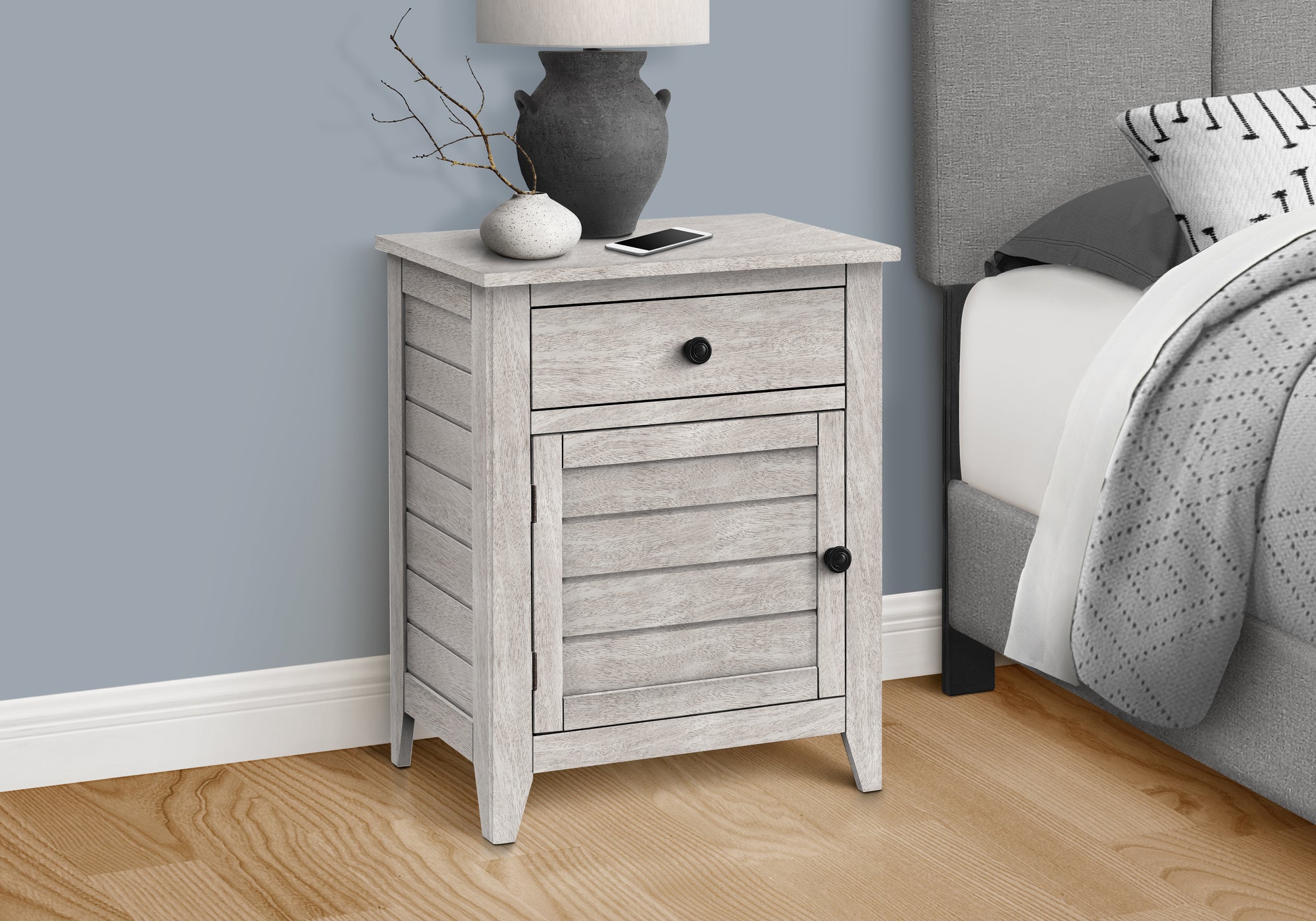 ACCENT TABLE - 25""H / WASHED GREY VENEER END TABLE