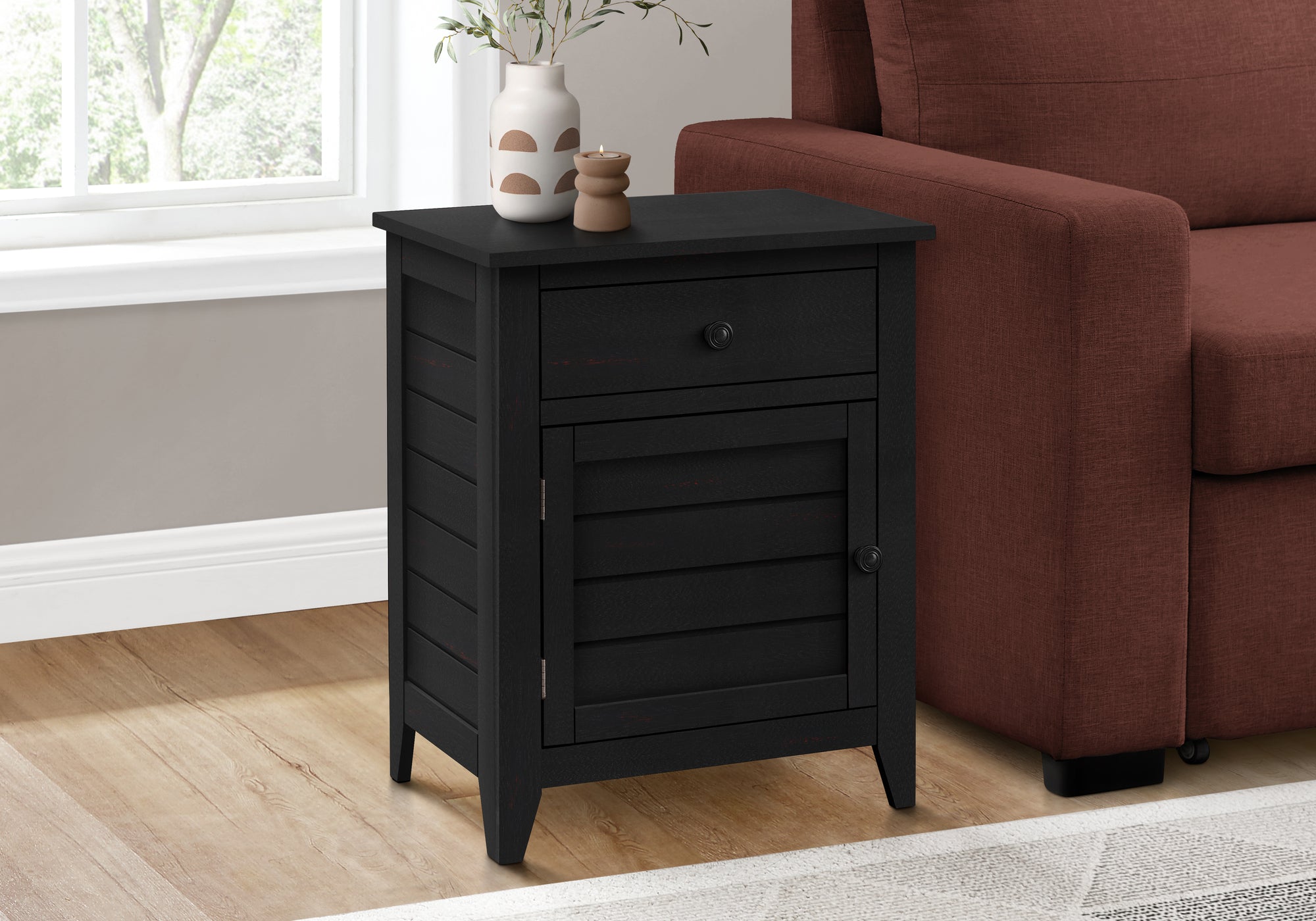 ACCENT TABLE - 25""H / BLACK VENEER END TABLE