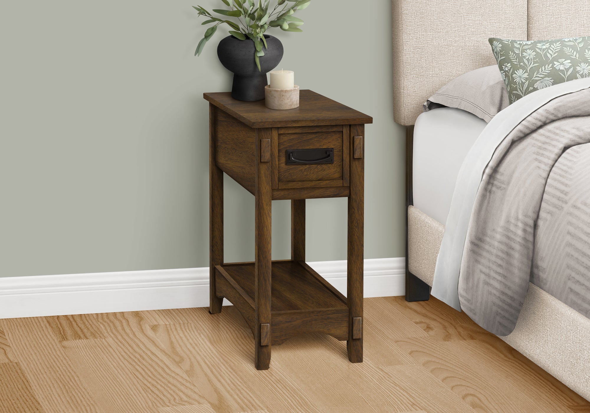 ACCENT TABLE - 24""H / BROWN WALNUT VENEER END TABLE