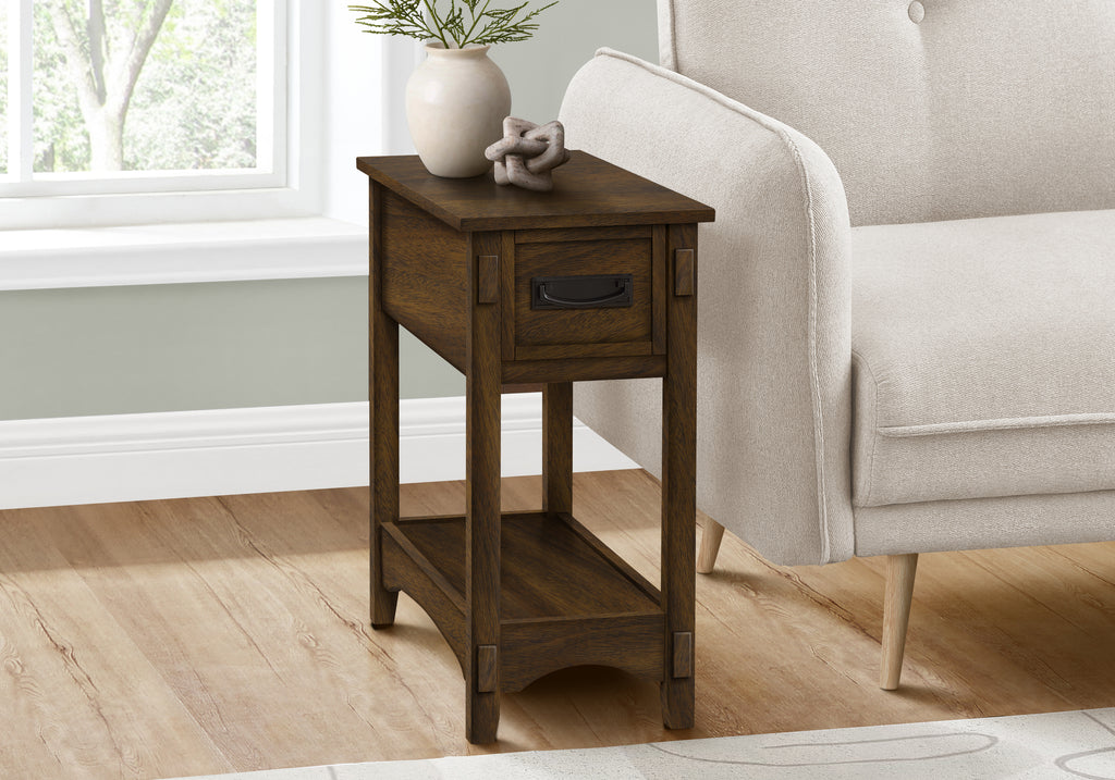 ACCENT TABLE - 24""H / BROWN WALNUT VENEER END TABLE