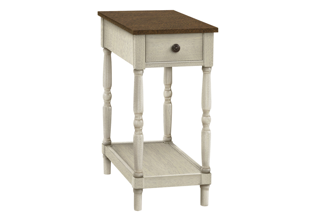 ACCENT TABLE - 24""H / ANTIQUE WHITE / ESPRESSO VENEER