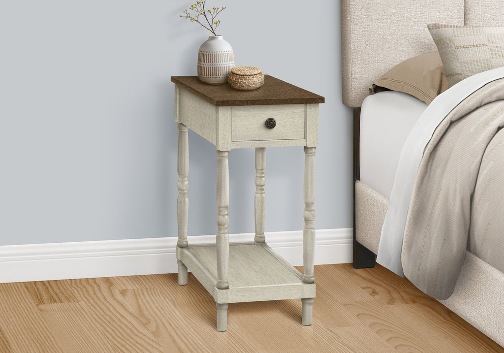 ACCENT TABLE - 24""H / ANTIQUE WHITE / ESPRESSO VENEER