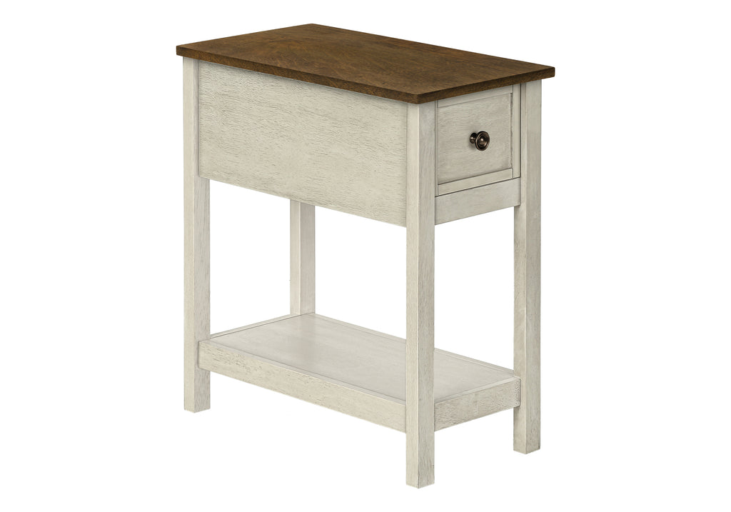 ACCENT TABLE - 24""H / ANTIQUE WHITE / ESPRESSO VENEER
