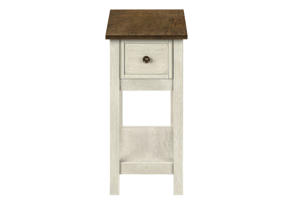 ACCENT TABLE - 24""H / ANTIQUE WHITE / ESPRESSO VENEER