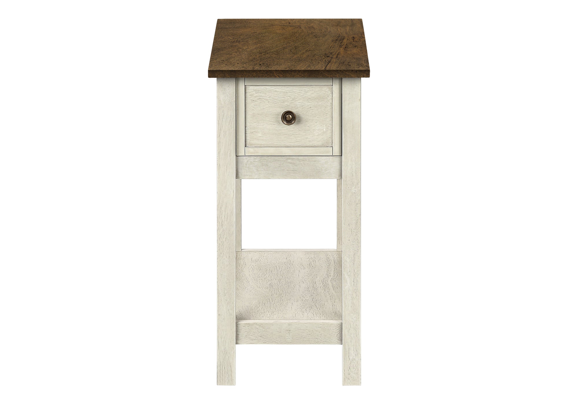 ACCENT TABLE - 24""H / ANTIQUE WHITE / ESPRESSO VENEER